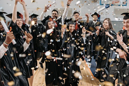 Students celebrating their collaborative success